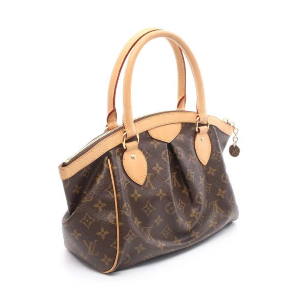 Louis Vuitton Brown Leather Handbag Canvas Monogram Tivoli Brown